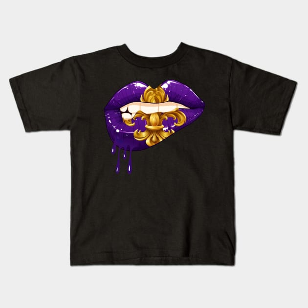 Mardi Gras Lips Kids T-Shirt by TeddyTees